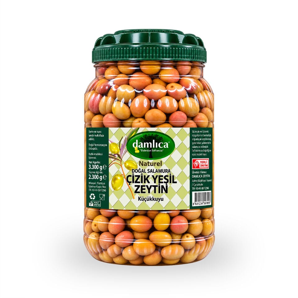 3LÜK PET YEŞİL ÇİZİK ZEYTİN(YENİ MAHSUL HAFİF ACI)