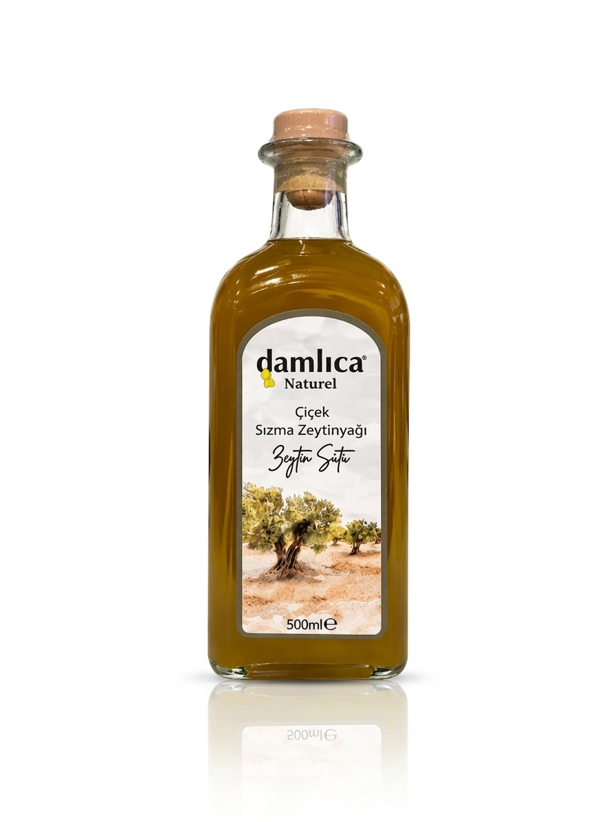 500ML CAM ŞİŞE ÇİÇEK SIZMA(ZEYTİN SÜTÜ) ZEYTİNYAĞI